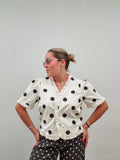 Vanilla & Black Polka Dot Ruffle Top