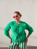Emerald Rhinestone Button Cardigan