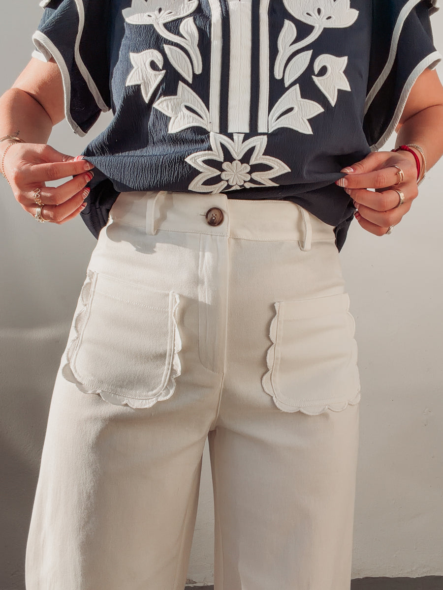 White Scalloped Pants – Shop Oli Oli