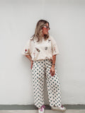 Cream & Blue Polka Dot Pants
