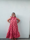 Rose & Burgundy Polka Dots Maxi Dress