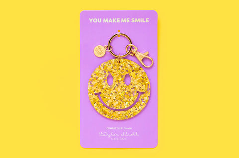 Confetti Smiley Keychain