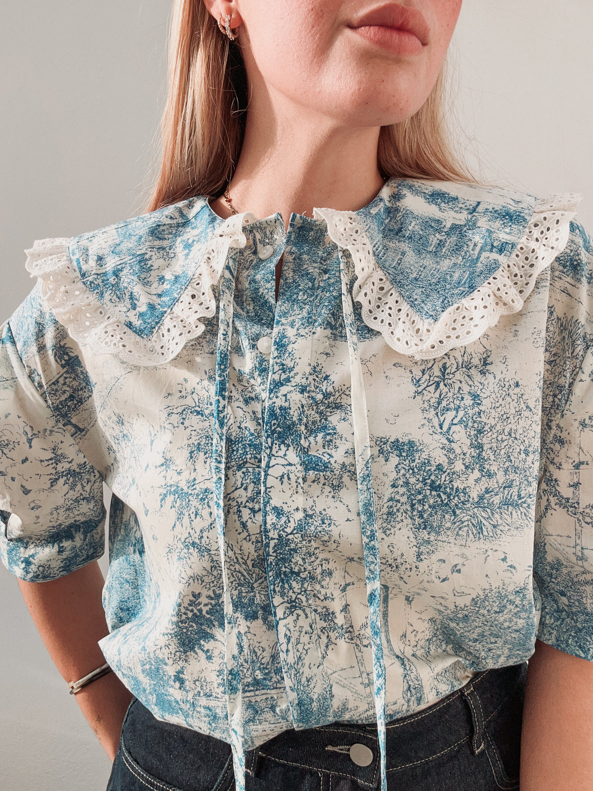 Blue Amour Collar Top