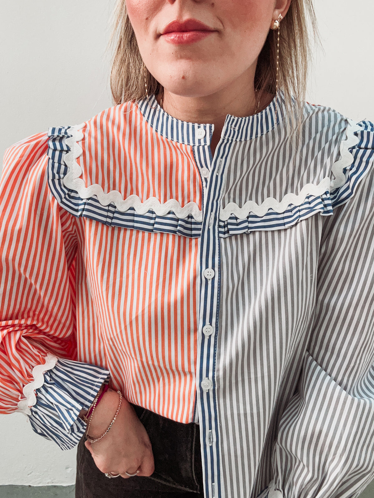 Orange & Blue Striped Blouse