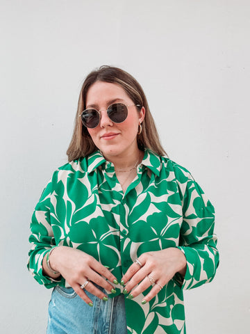 Green Floral Printed Blouse