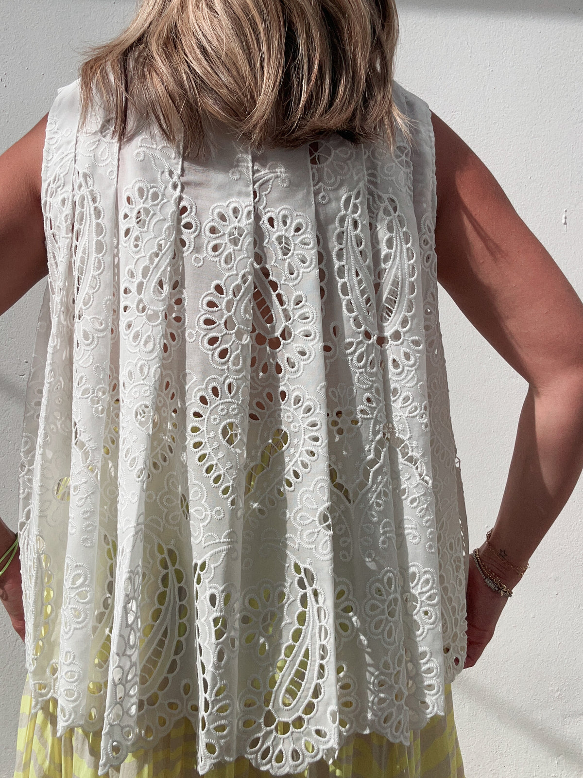 White Knit Eyelet Blouse