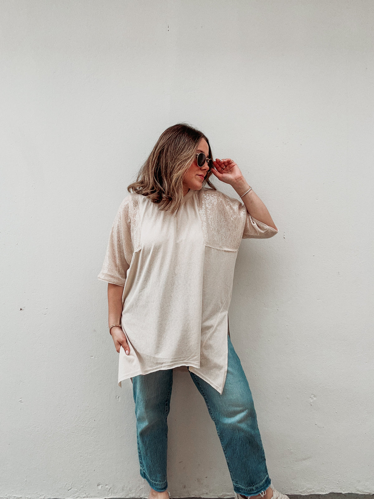 Arena Sequin Hi Low Tee