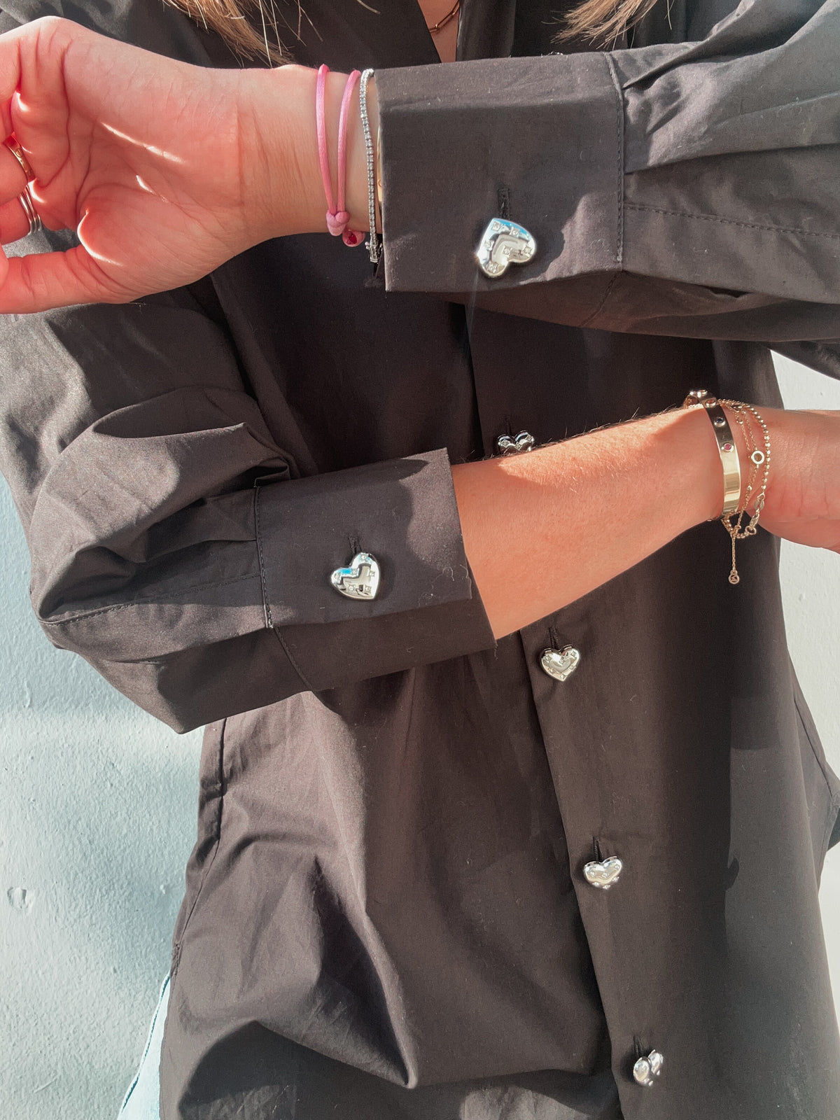 Black Button Hearts Blouse