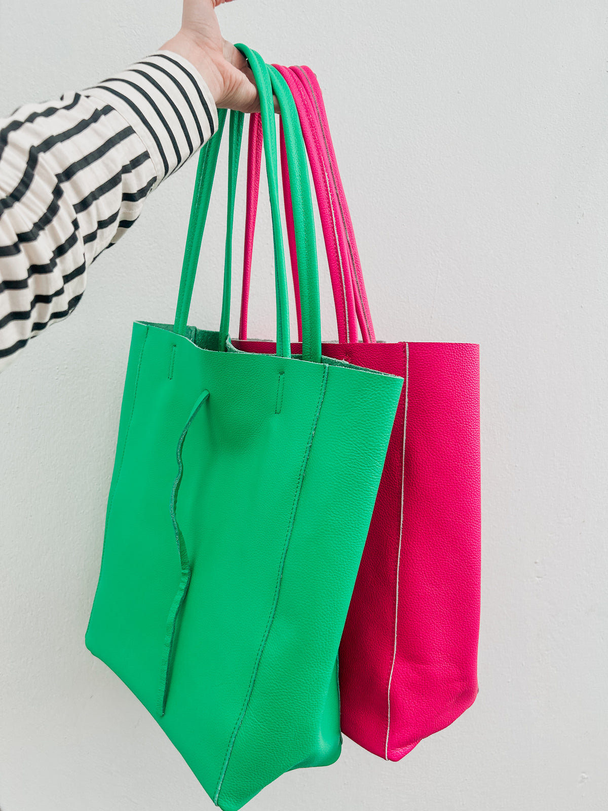 Hot Pink Leather Tote