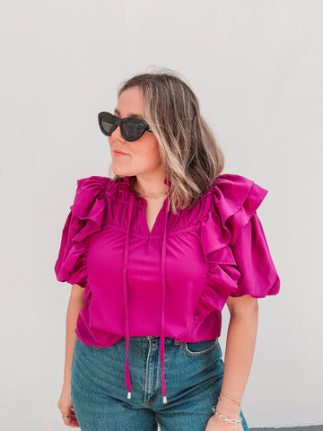 Magenta Ruffle Top