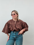 Chocolate Stripe Cape Top