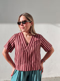 Rose & Burgundy Stripe Top