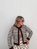 Brown Sequin Striped Cardigan
