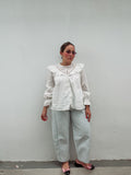 Powder Blue Plaid Barrel Pant