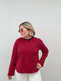 Red & Navy Striped Top