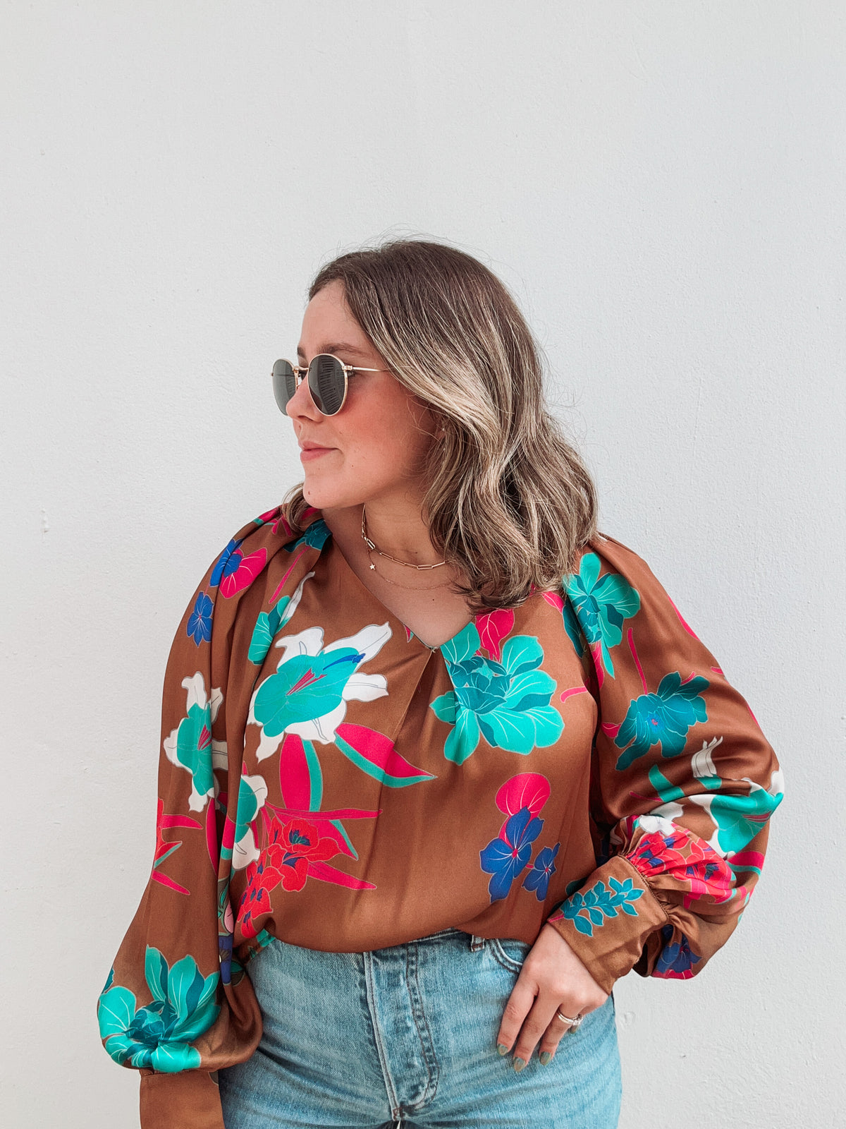 Toffee Florals Printed Blouse