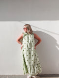 Lime & Olive Bow Polka Dots Maxi Dress