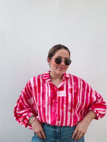 Hot Pink Printed Blouse