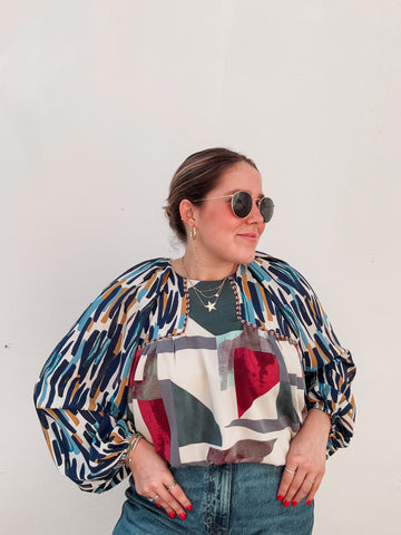 Blue Mix Prints Blouse