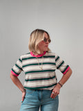 Vanilla, Green & Pink Striped Tee