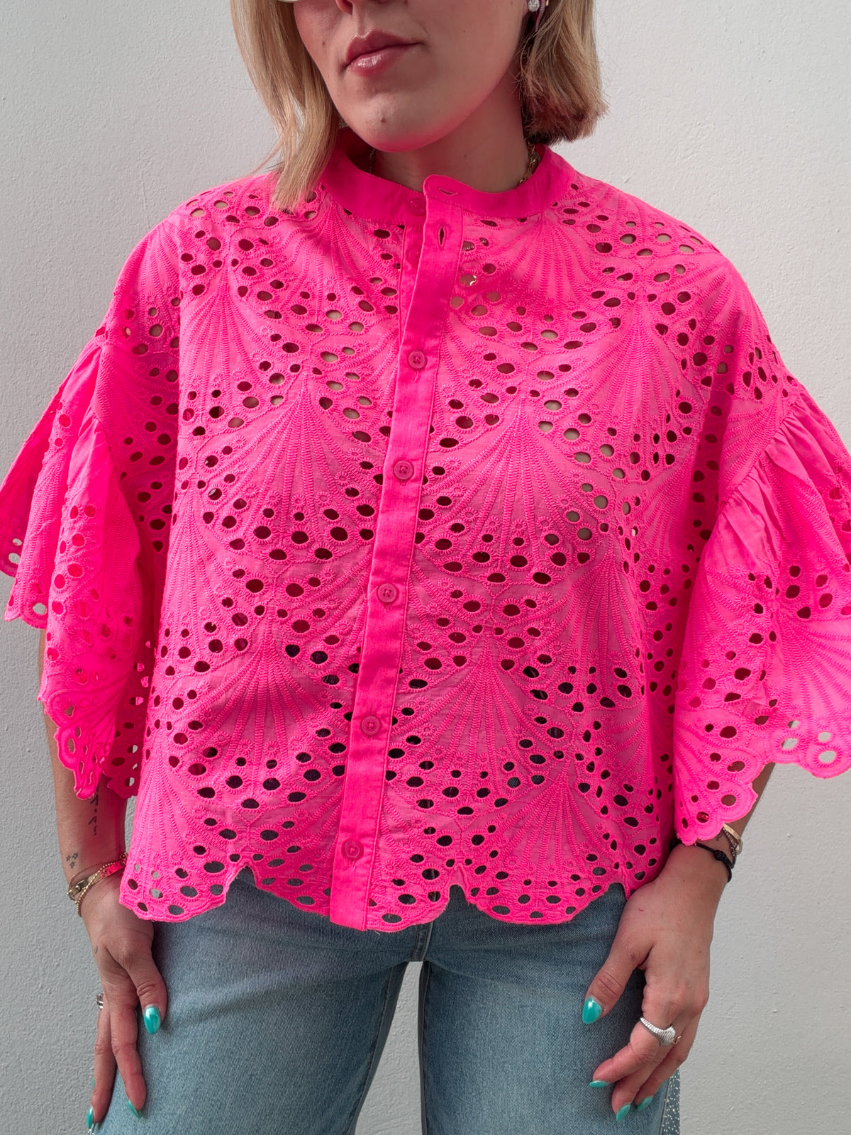 Neon Pink Eyelet Blouse – Shop Oli Oli