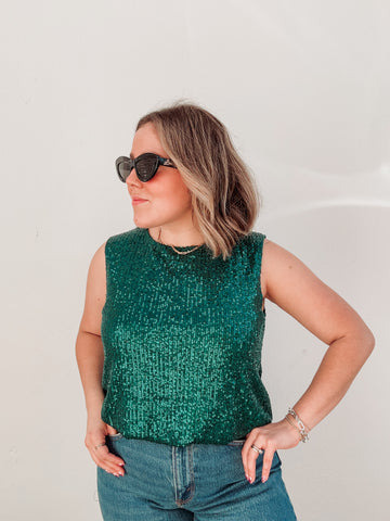 Teal Sequin Top
