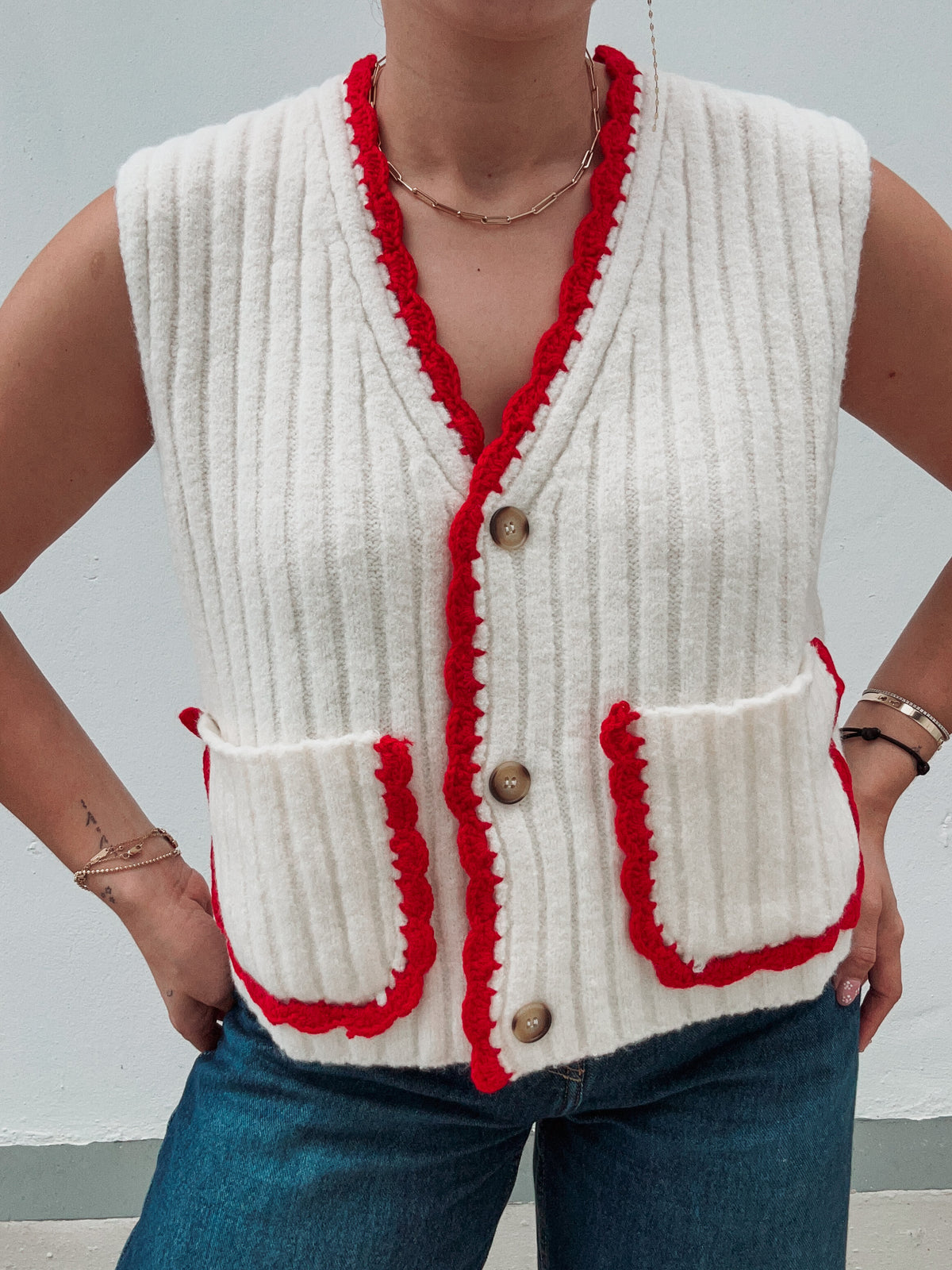 Vanilla & Red Vest