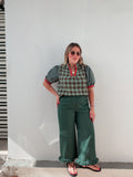 Hunter Green Ruffle Denim