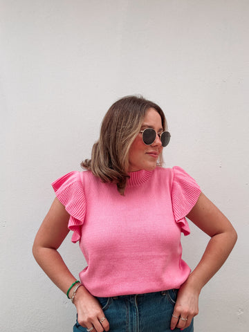 Bubblegum Pink Ruffle Top
