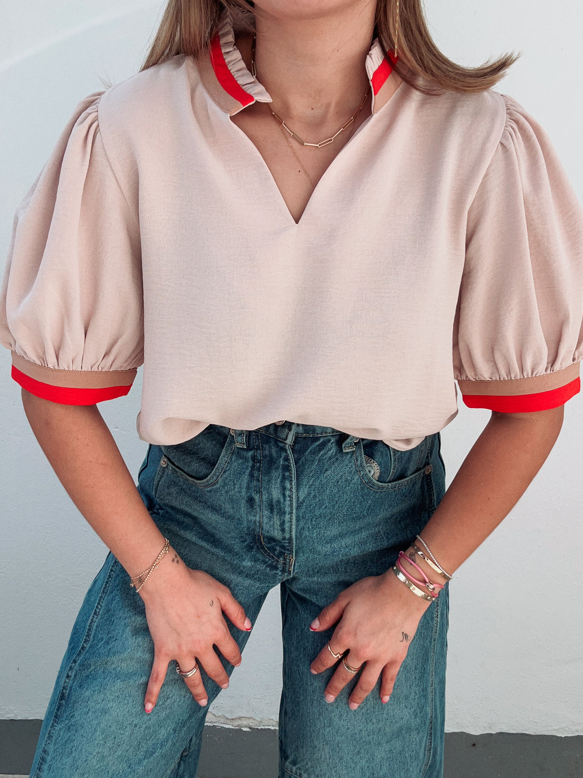 Sand & Orange Stripe Blouse