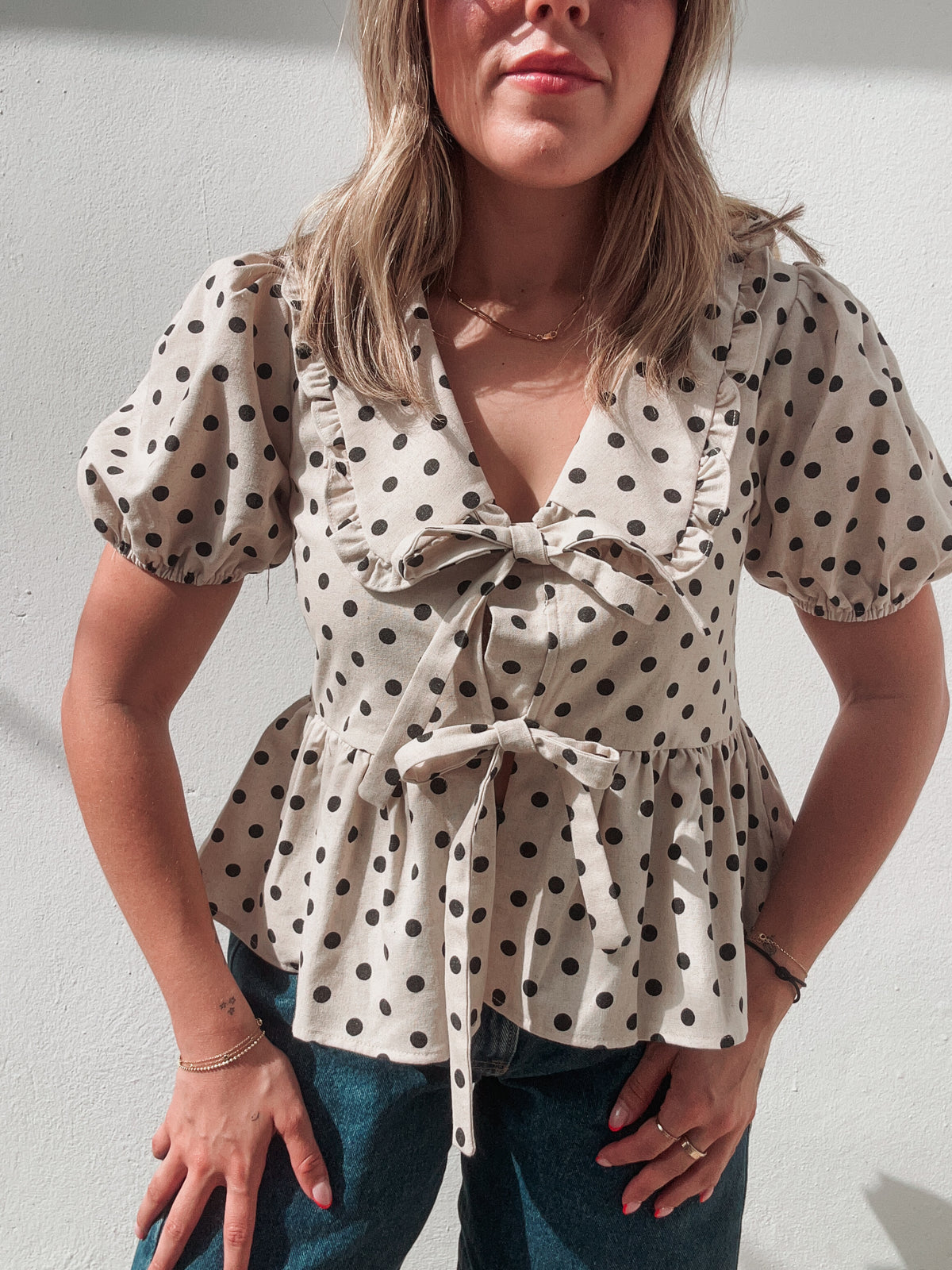 Polka Dot Collar Blouse