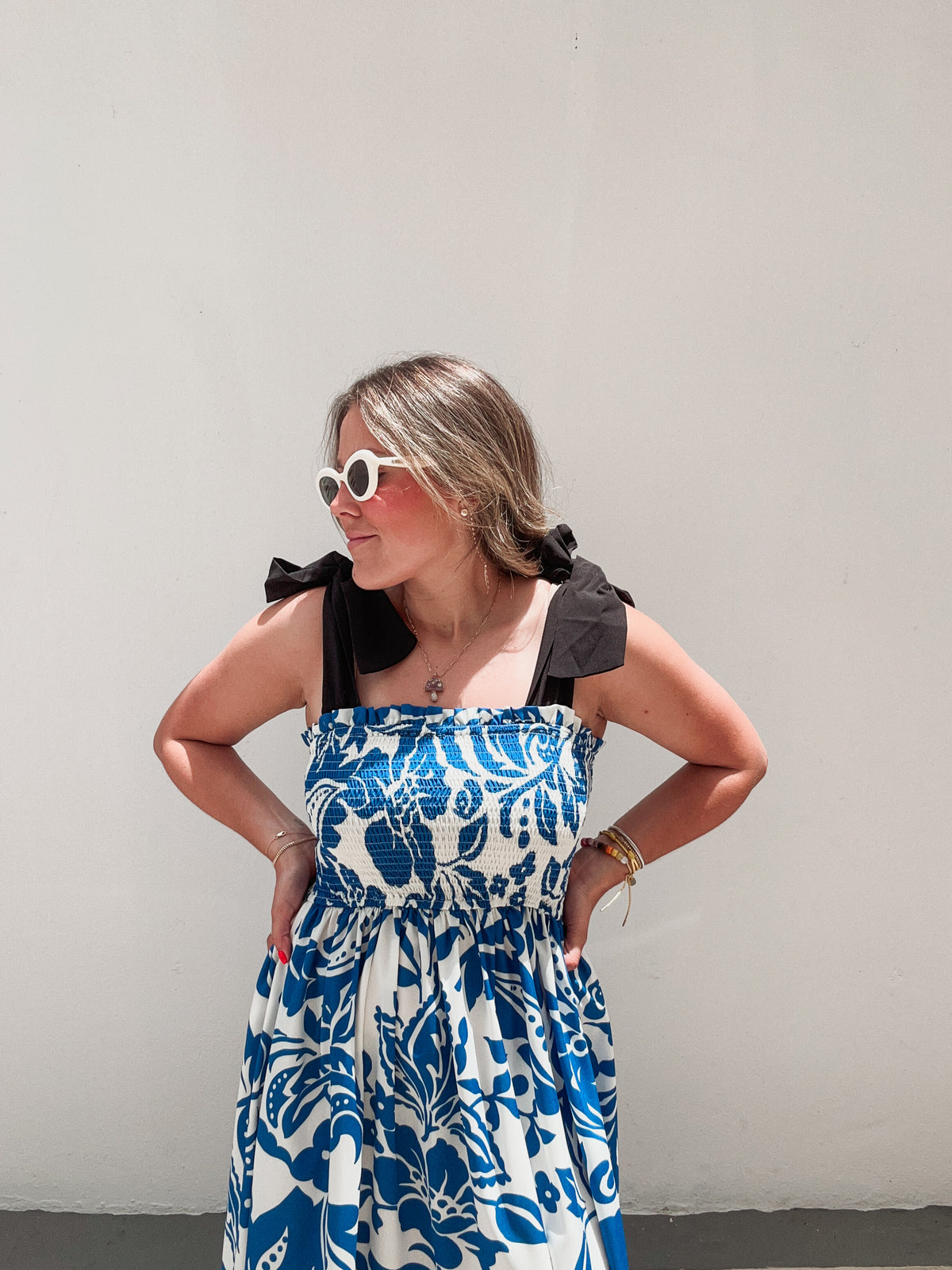 Atenas Black Bow Printed Dress