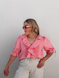 Pink Ruffle Blouse