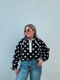 Polka Dots Zip Sweater Top