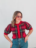 Red Plaid Cardigan