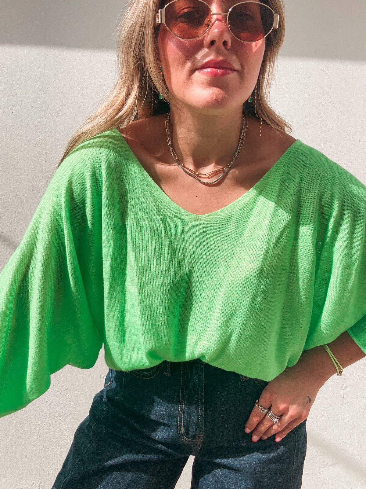 Neon Green Summer Knit Top