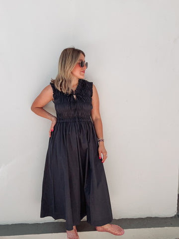 Navy Smocking Bow Tie Dress