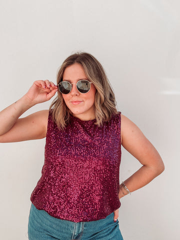 Magenta Sequin Top
