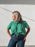 Green, White & Black  Stripe Top
