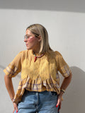Butter & Lilac Plaid Mesh Blouse