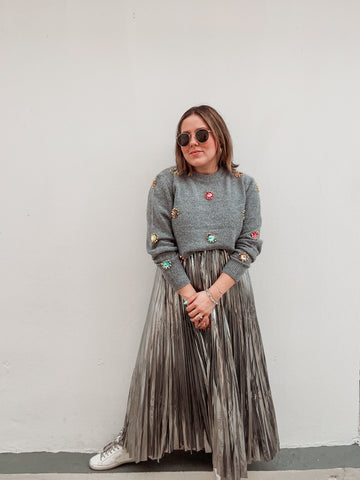 PRE ORDER:Silver Shimmer Metallics Skirt