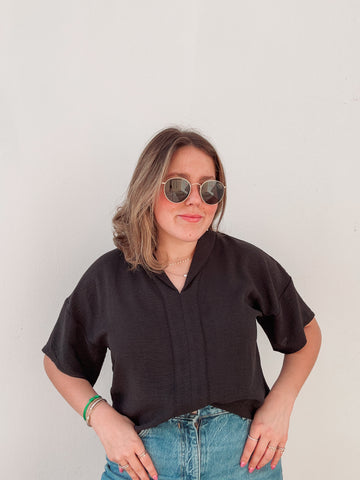 Black V Neck Blouse
