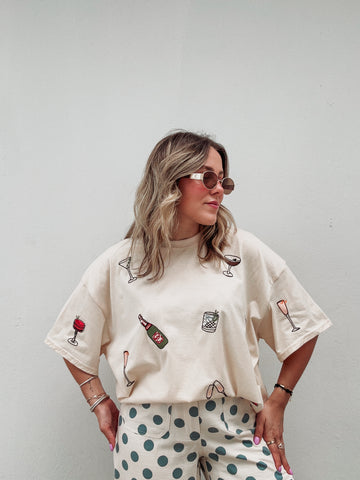 Cocktail Embroidered Tee