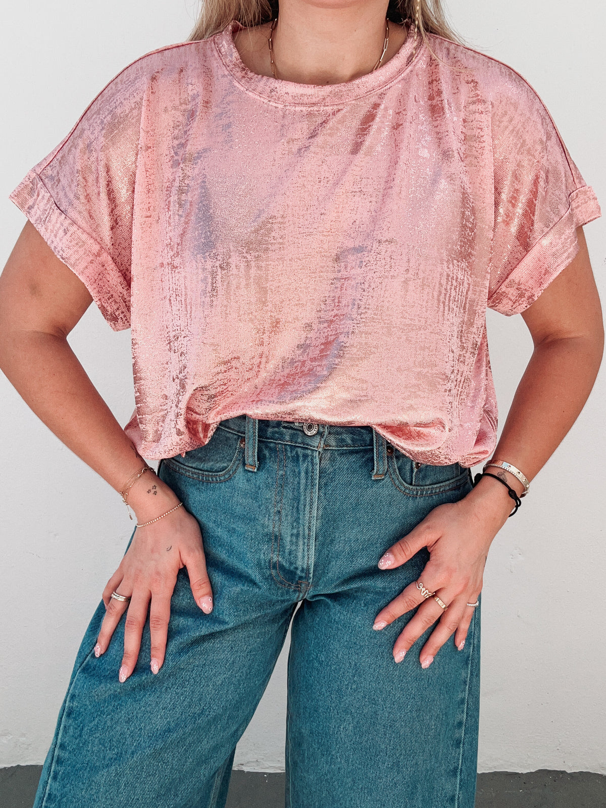 Pink Metallic Tee