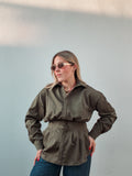 Olive Pleated Top