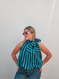 Chocolate & Blue Stripe Top