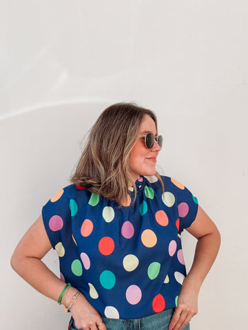 Royal Rainbow Polka Dot Blouse