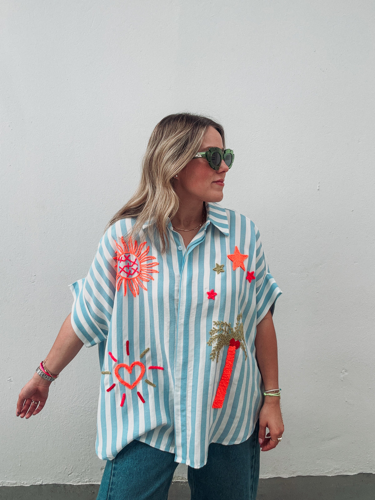 Beach Cabana Embroidered Summer Blouse