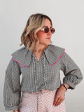 Black Gingham Collar Blouse