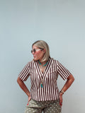 Chocolate & Sand Striped Top